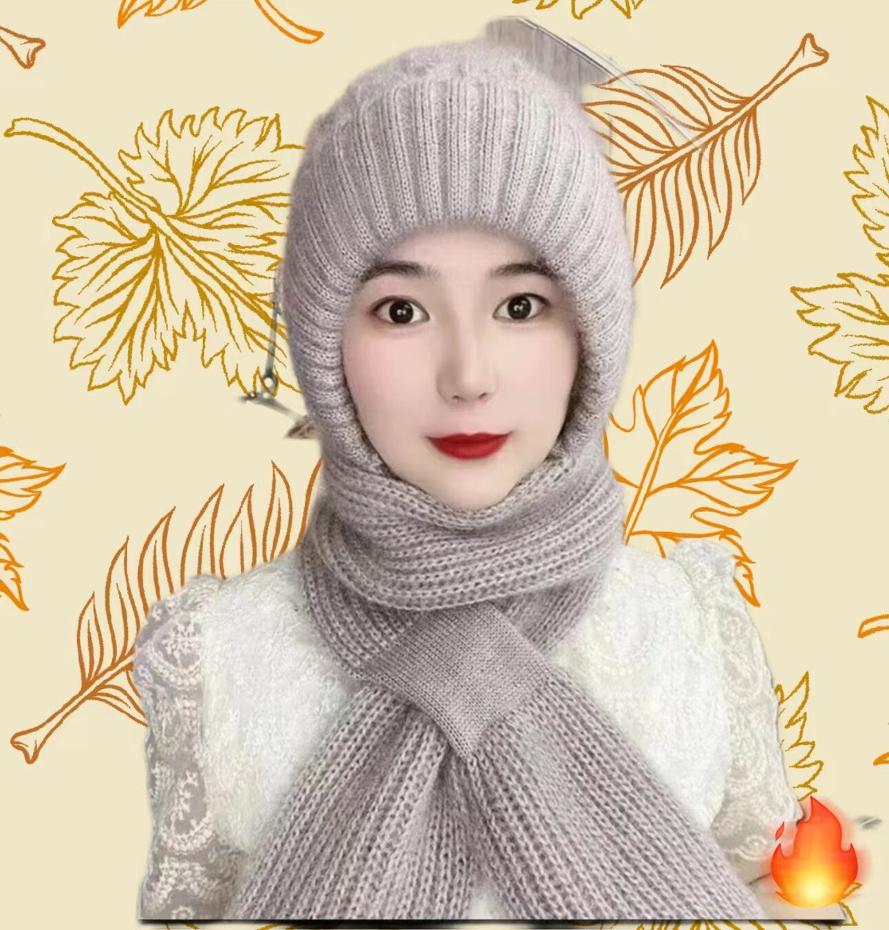 风雪帽帽子围巾一体女加绒加厚冬