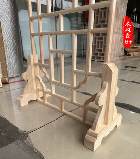东阳木雕摄影神器新中式窗格底座复古创意摆件仿古花格木格栅