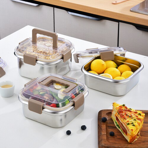 304不锈钢冰箱保鲜餐盒饭盒方形