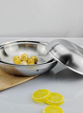 LUNKAI18-10不锈钢圆盘菜碟子304煎盘汤盘汤盆水果盘超厚182024