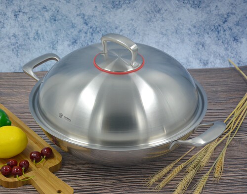 LUNKAI18-10不锈钢大炒菜锅36cm