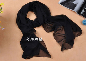 纯黑色纯色桑蚕丝长款真丝丝巾披肩女纱巾春秋冬夏围巾