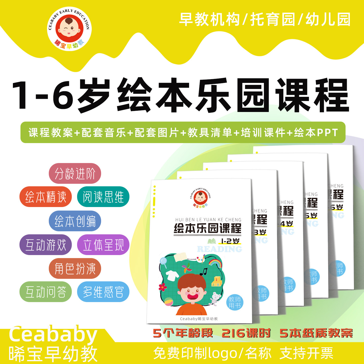 早教绘本课程教案幼儿园绘本阅读教材配套音乐图片教师用书1到6岁