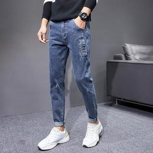 重磅做工牛仔裤弹力小脚牛仔裤男春秋青春流行水洗休闲中腰高档裤