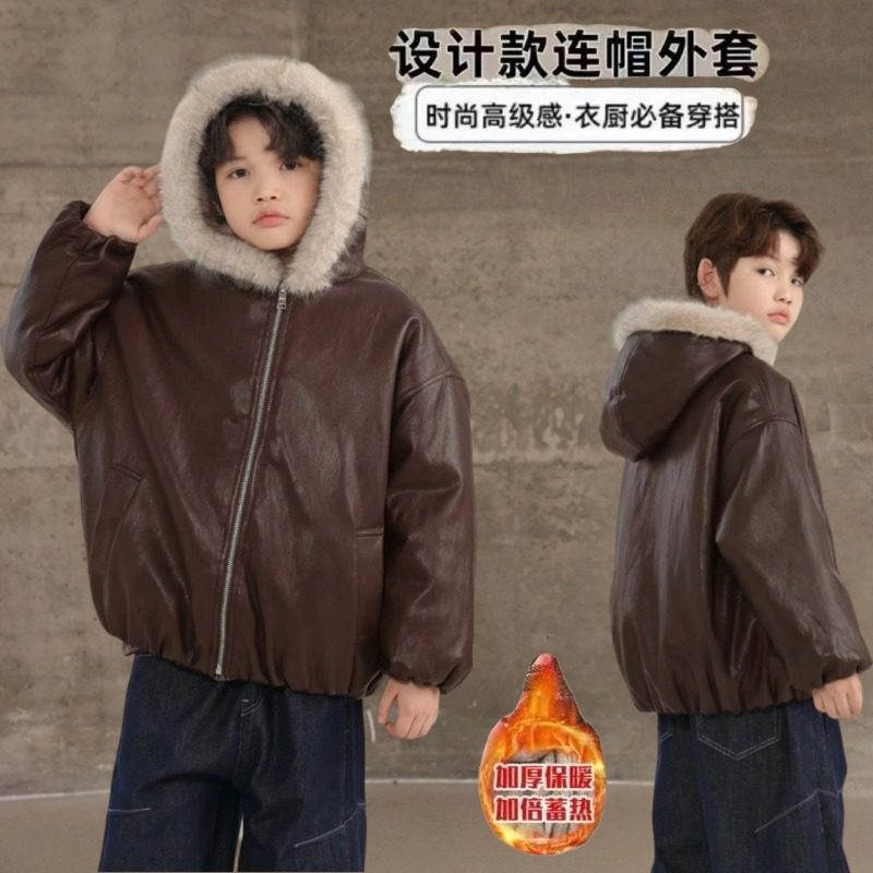 大童男装一米二三四五六年级七八九十岁小孩加绒皮衣服夹克冬外套,童装/婴儿装/亲子装,夹克/皮衣,淘宝优惠券,粉丝福利购,淘宝优惠卷