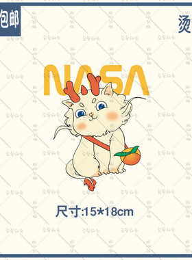 趣味可爱卡通卖萌龙印花T恤卫衣图案热转印白墨烫画nasn