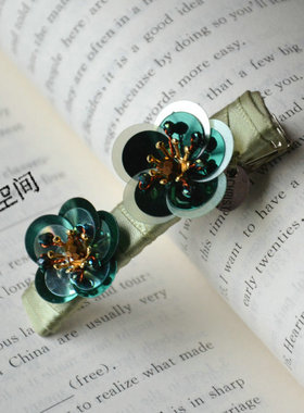 CHRIST新品珠片花朵仿水晶鸭嘴侧夹边夹刘海夹线性手工发饰头花