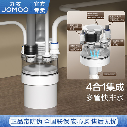九牧厨房下水管分流器防臭防虫