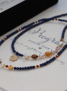 设计款青金石水晶吊坠珍珠