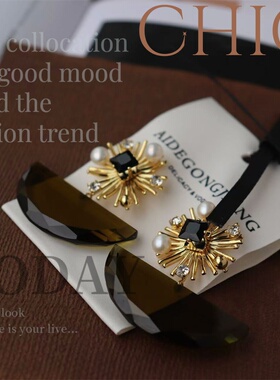 suu设计新款出口品牌欧美气质高品质淡水珍珠亚克力醋酸夸张耳钉