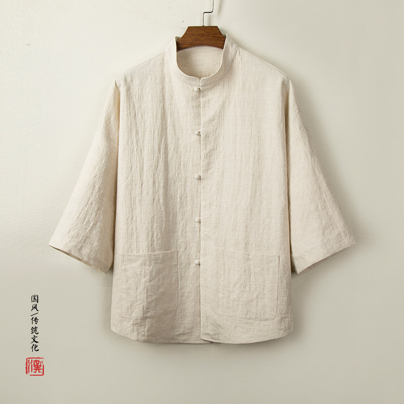 风男装立领男棉麻衬衣C243P65,男装衬衫,钱塘802