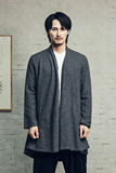 风棉麻提花中长款翻领男士风衣外套F55P120，男装风衣，钱塘802