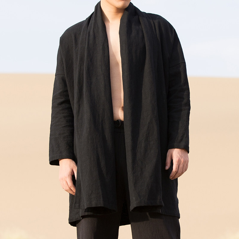 风男装亚麻中长款男士风衣外套F21P120,男装风衣,钱塘802