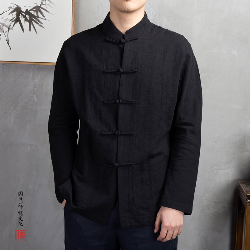 2025秋冬新款风男装亚麻男士唐装衬衫C28P85,男装衬衫,钱塘802