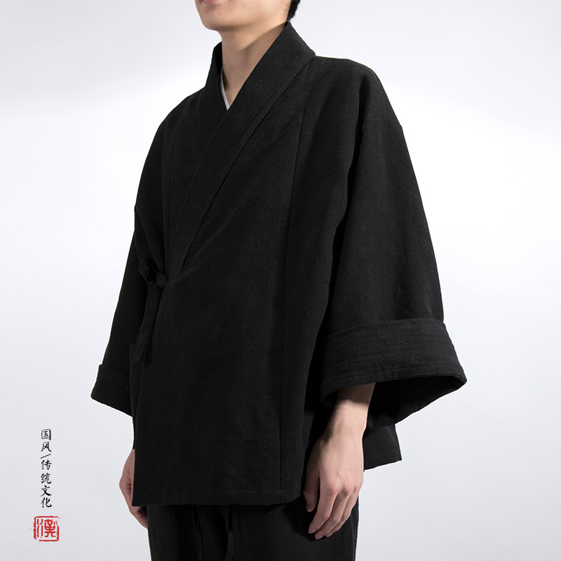 秋冬新款风男装棉麻加厚改良汉服H15AP120,男装民族服装,钱塘802
