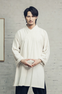 秋冬新款风棉麻中长款汉服男士道袍F105P95图片
