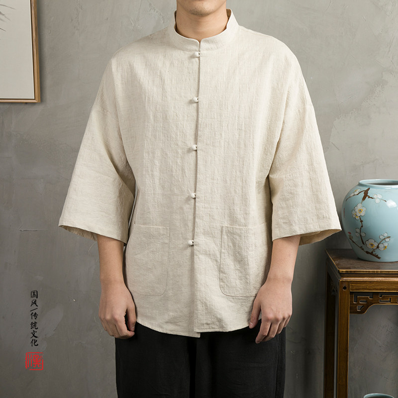 风男装棉麻男士七分袖衬衫C243P65,男装衬衫,钱塘802