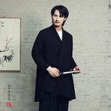 风棉麻提花中长款翻领男士风衣外套F55P120，男装风衣，钱塘802