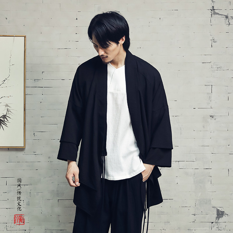 风男装改良男士假两件汉服外套H22P85,男装民族服装,钱塘802