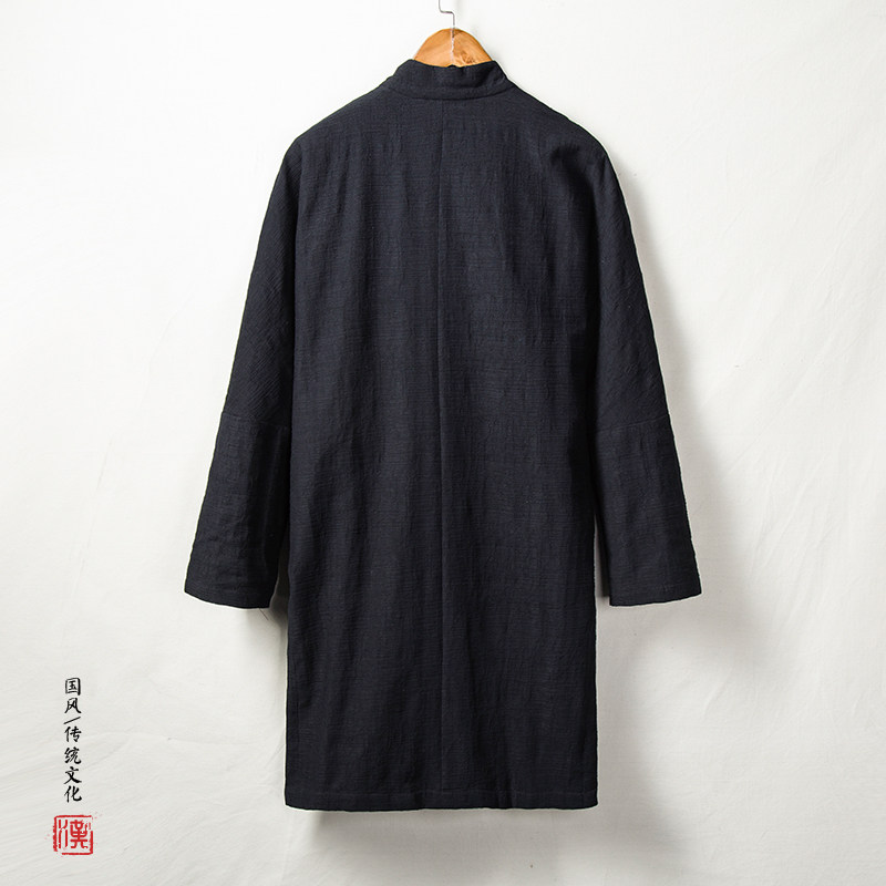 风男装棉麻提花中长款男士风衣外套F02P125,男装风衣,钱塘802