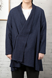 秋冬新款风翻领男士中长款改良汉服外套F55P120，男装民族服装，钱塘802