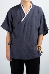 风男装棉麻男士短袖汉服外套C60P75图片