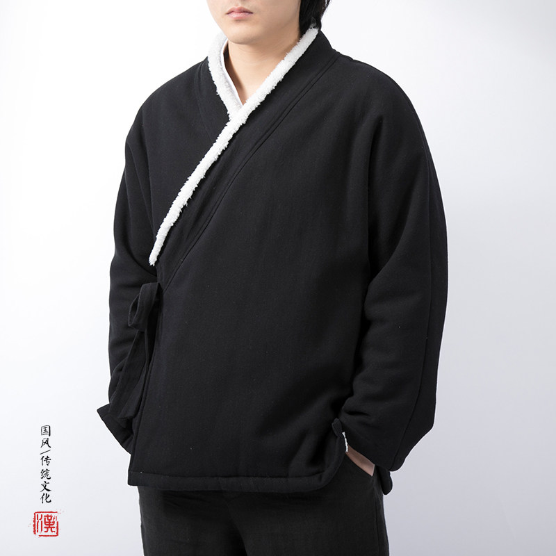 秋冬风加绒加厚棉麻男士汉服H50P100,男装民族服装,钱塘802