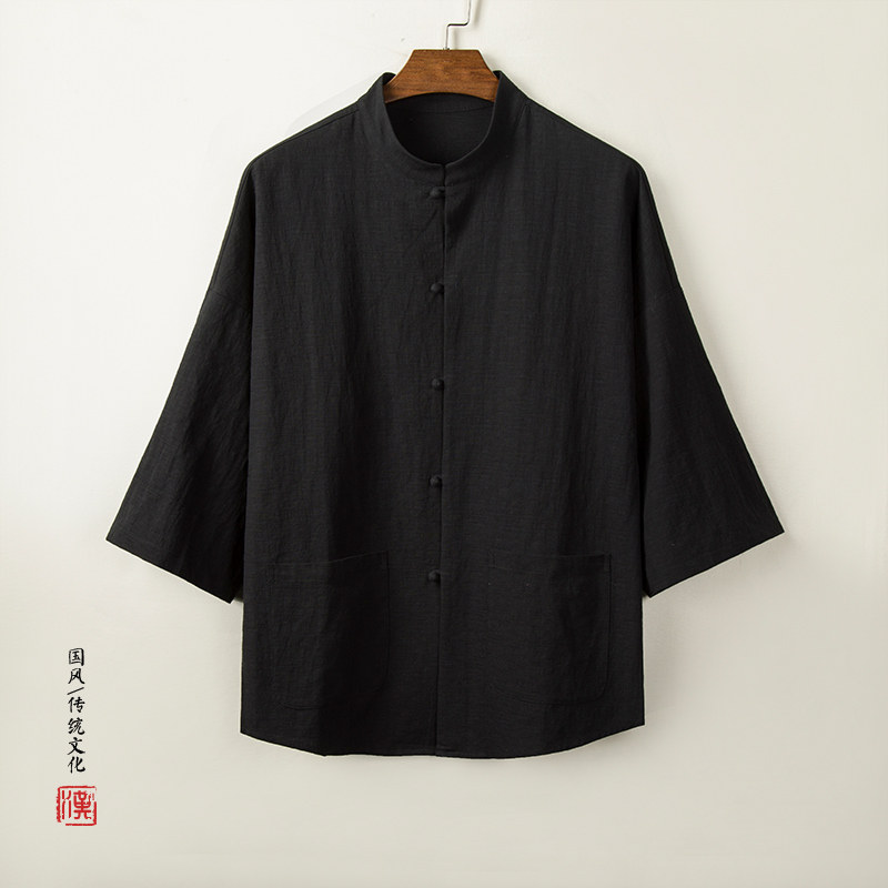 风男装立领男棉麻衬衣C243P65,男装衬衫,钱塘802