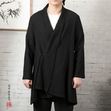 秋冬新款风翻领男士中长款改良汉服外套F55P120，男装民族服装，钱塘802