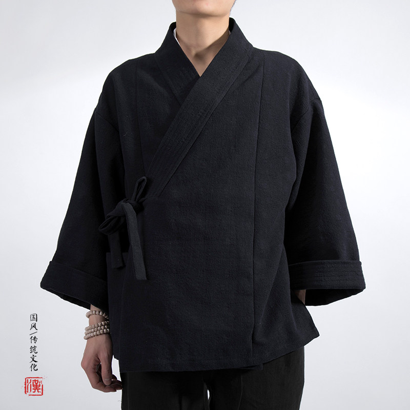 秋冬新款风男装棉麻加厚改良汉服H15AP120,男装民族服装,钱塘802