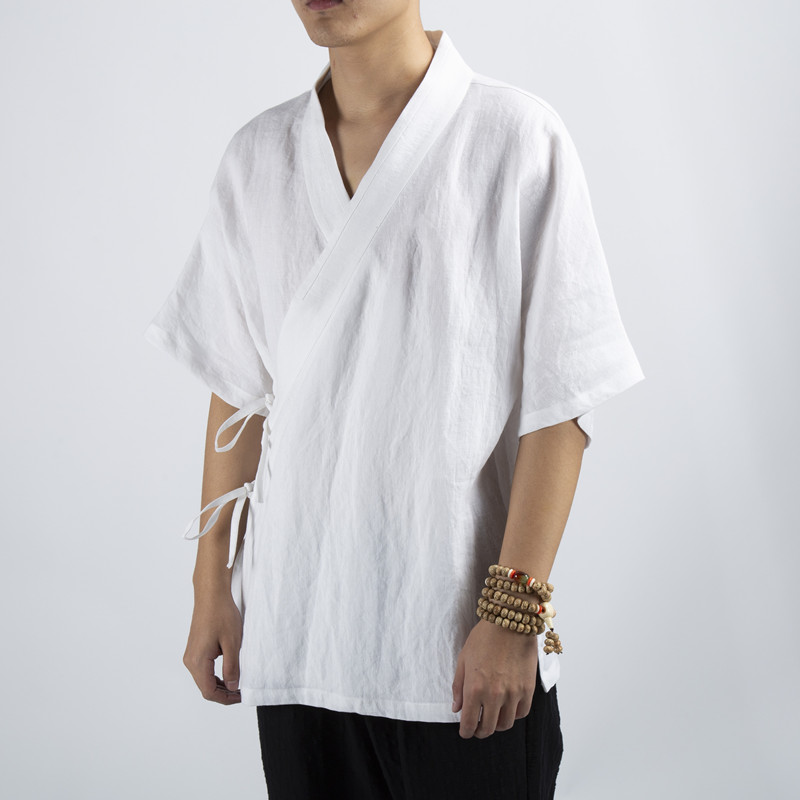 风男装棉麻男士短袖汉服外套C60P75,男装T恤,钱塘802
