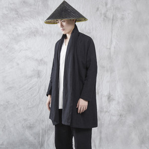 2025秋冬新款风亚麻男士中长款男士风衣披风外套f21p120图片