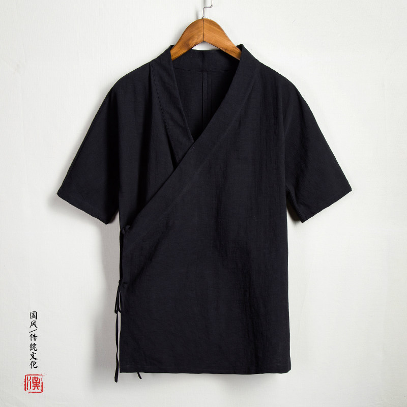 夏装新款风棉麻短袖男士汉服C95p65,男装T恤,钱塘802