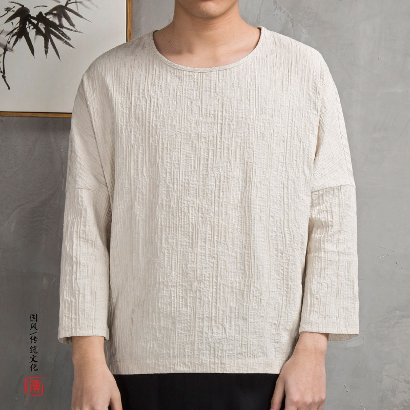 风男装纯色男士七分袖T恤T205P60,男装T恤,钱塘802