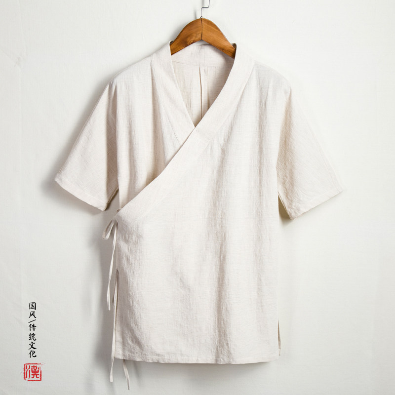 夏装新款风棉麻短袖男士汉服C95p65,男装T恤,钱塘802
