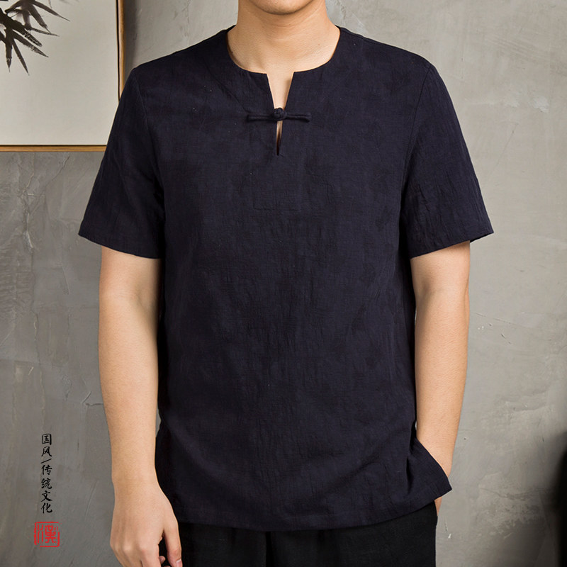 风男装棉麻男士T恤T207P55,男装T恤,钱塘802