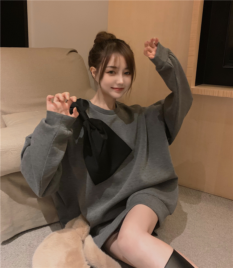 Real price air cotton big bow leisure sweater top women