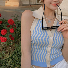 Women's wave knitted waistcoat