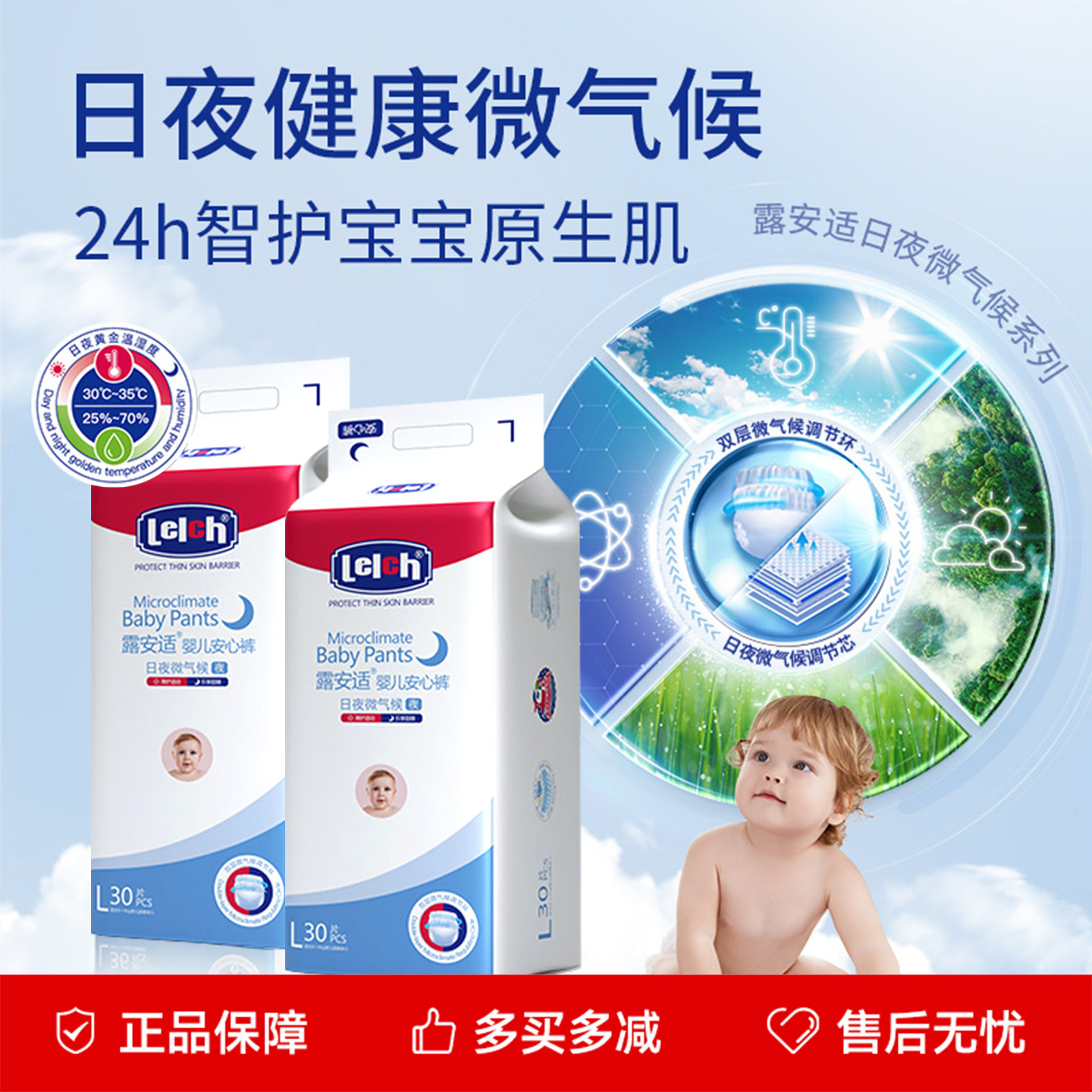 【2包】露安适拉拉裤微气候日用纸尿裤夜用超薄透气新生儿尿不湿