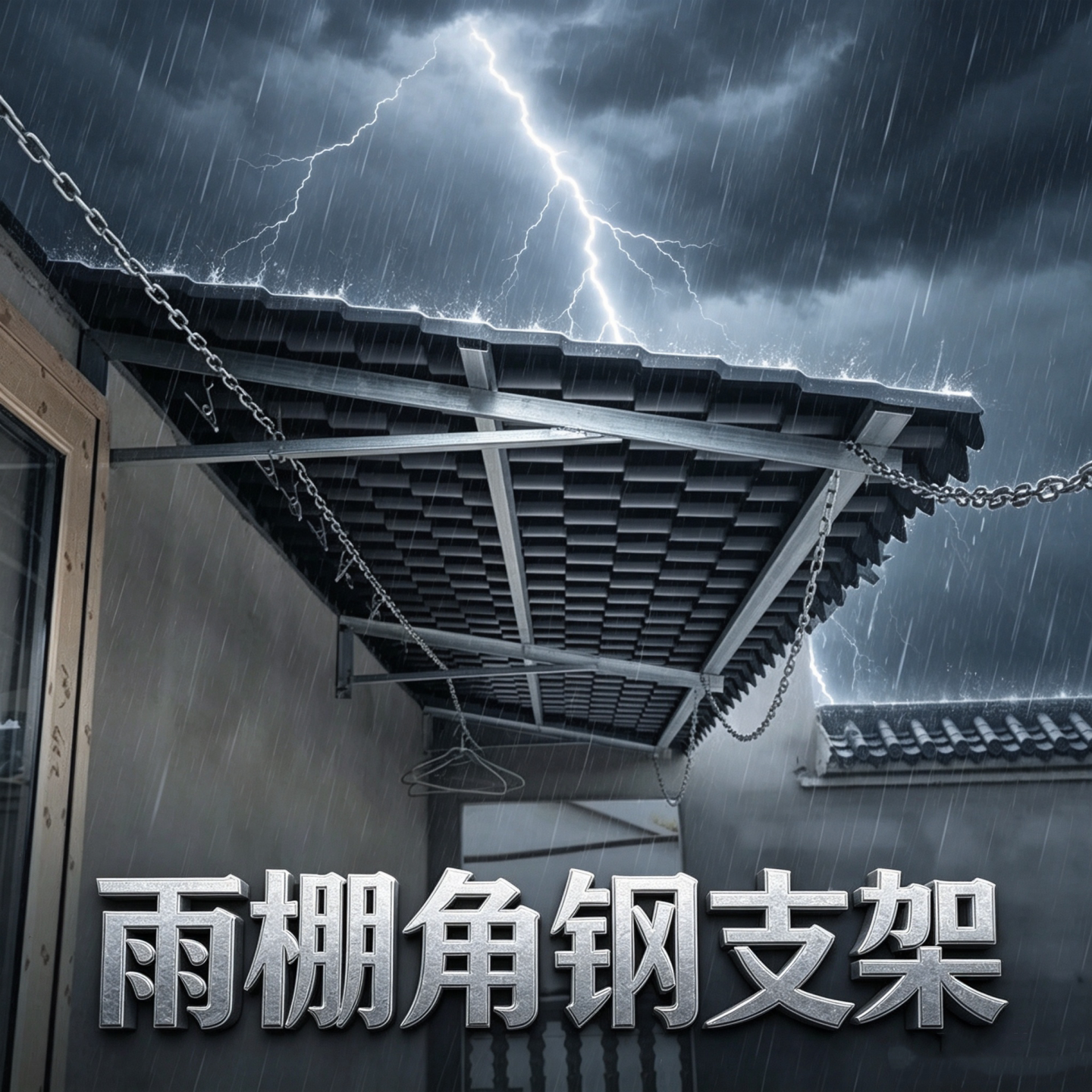 雨棚支架三角铁雨搭80度斜支架图片