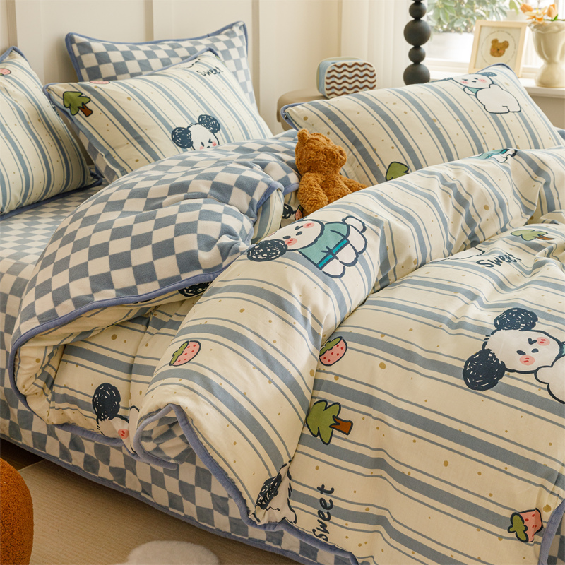 儿童ab面被套三件套纯棉全棉150x200宿舍单人学生冬季珊瑚绒被罩