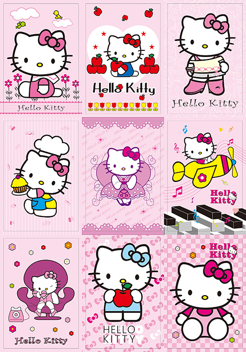 动漫画定制 hello kitty 凯蒂猫儿童房海报房间装饰画贴画 D6204C图片