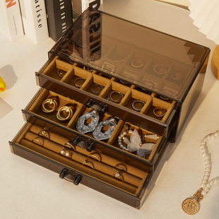 亚克力多层首饰盒高档精致耳环项链戒指耳钉收纳盒家用饰品盒