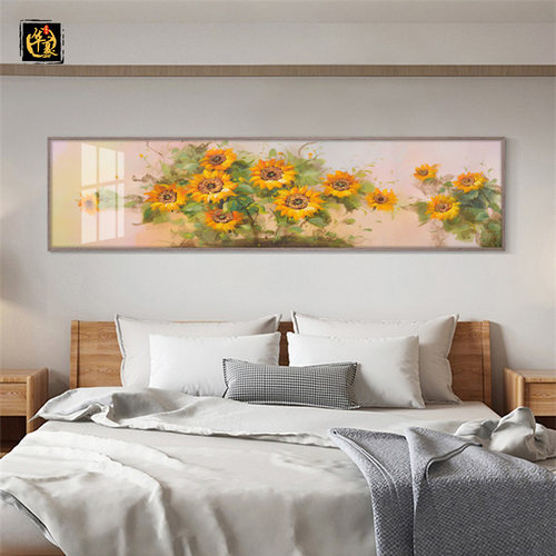 向日葵卧室植物沙发背景墙装饰画