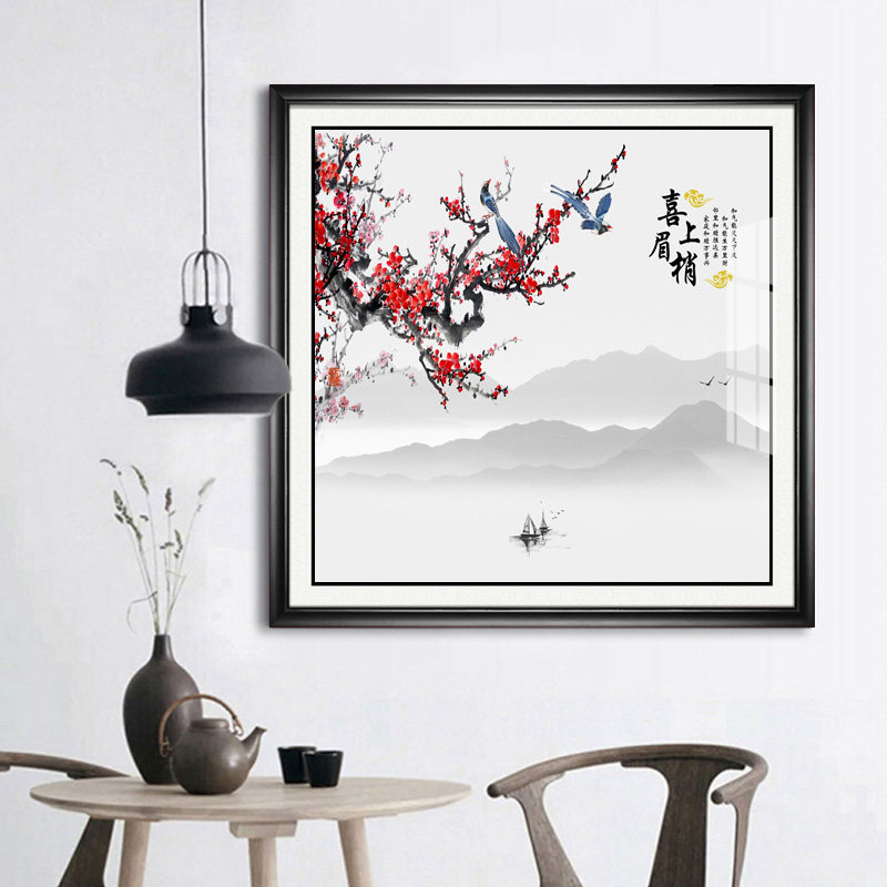 客厅餐厅玄关新中式招财花鸟挂画