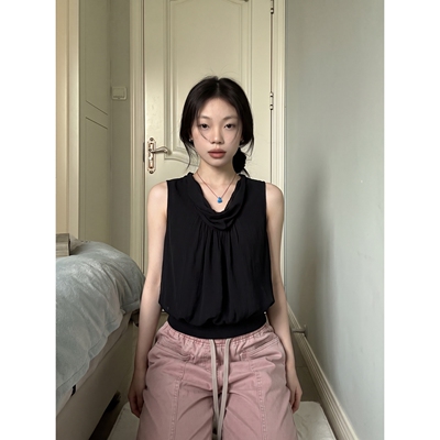 法式堆堆V领温柔显白显瘦背心