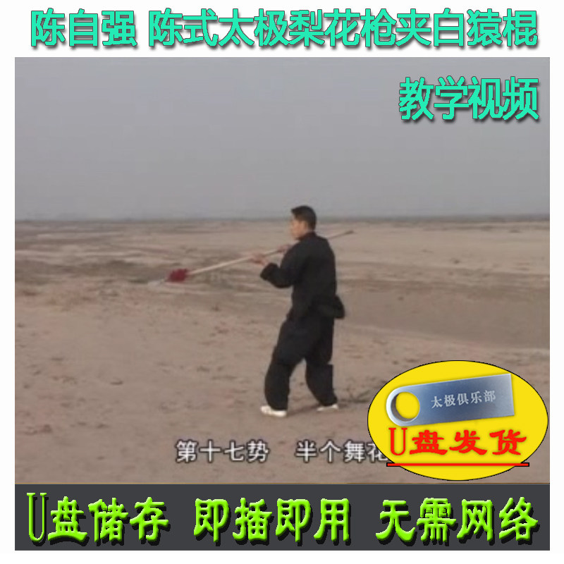 陈自强 陈式太极梨花枪夹白猿棍u盘视频 陈氏分解讲解教演示