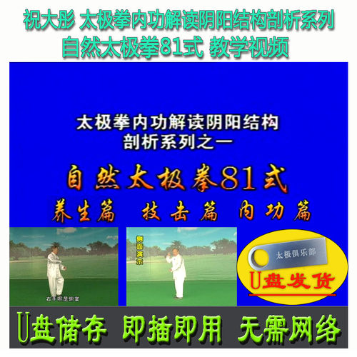 祝大彤 自然太极拳81式U盘视频技击篇内功养生篇解读阴阳结构剖析