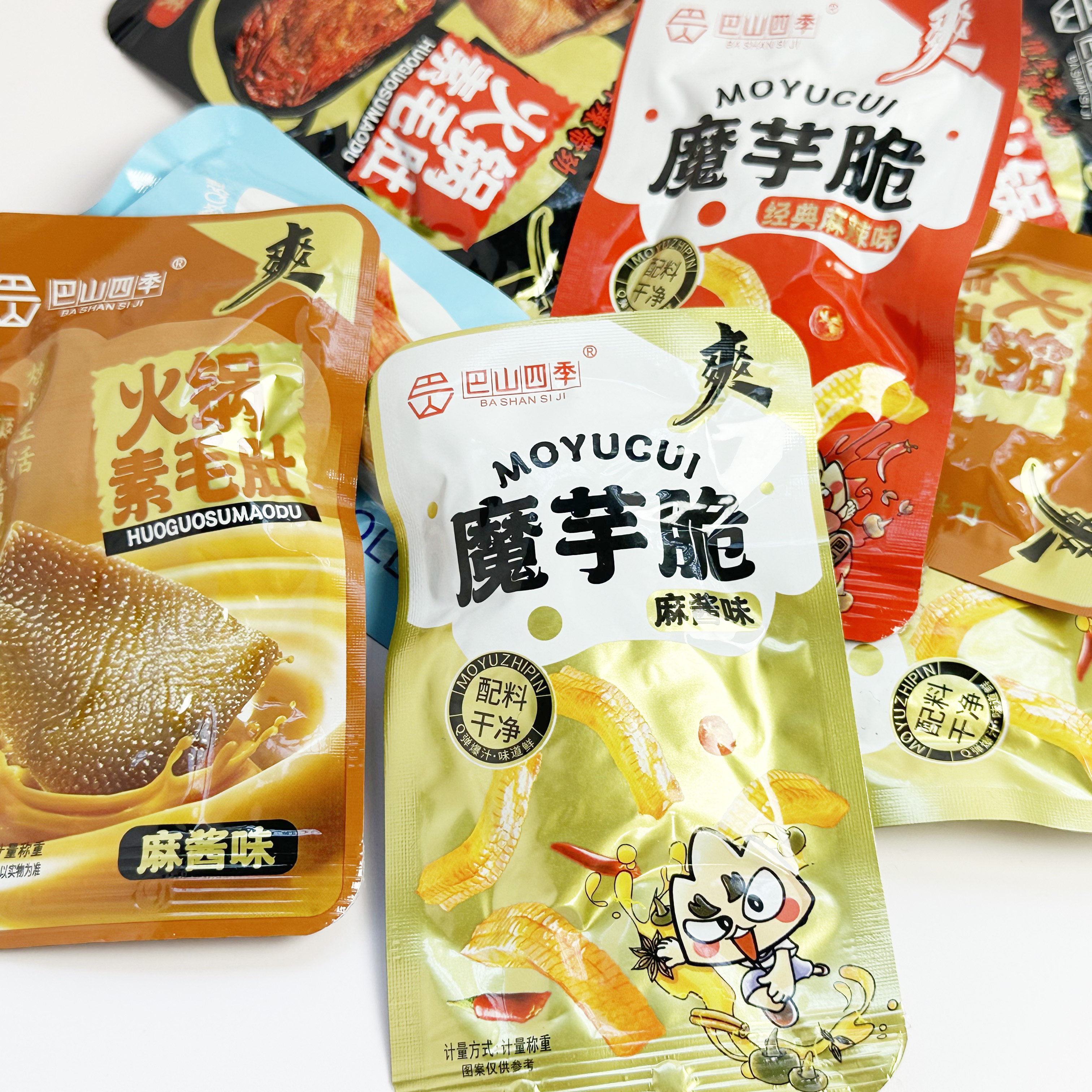 巴山四季火锅素毛肚500g麻酱味经典麻辣味网红解馋零食500g小包