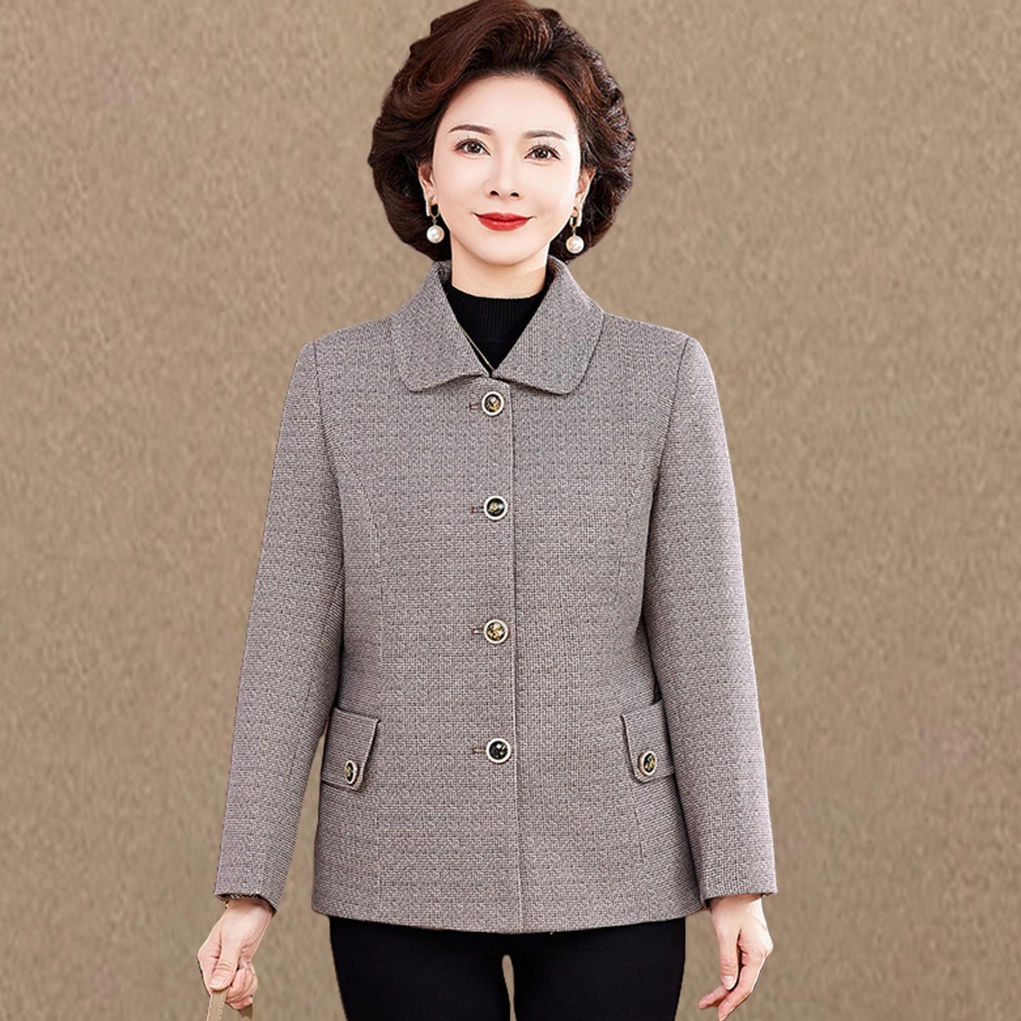 小个子妈妈秋装洋气外套女2025新款中老年人春秋季夹克上衣女短款,女装/女士精品,中老年女装,淘宝优惠券,粉丝福利购,淘宝优惠卷